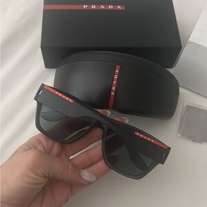 Prada Black Sunglasses with Red Accents